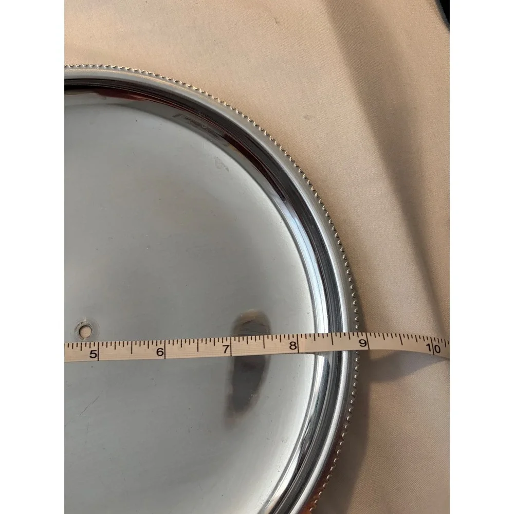 2-Tier Chrome Dessert Stand Beaded Rim Center Handle Silver Arrives Disassembled